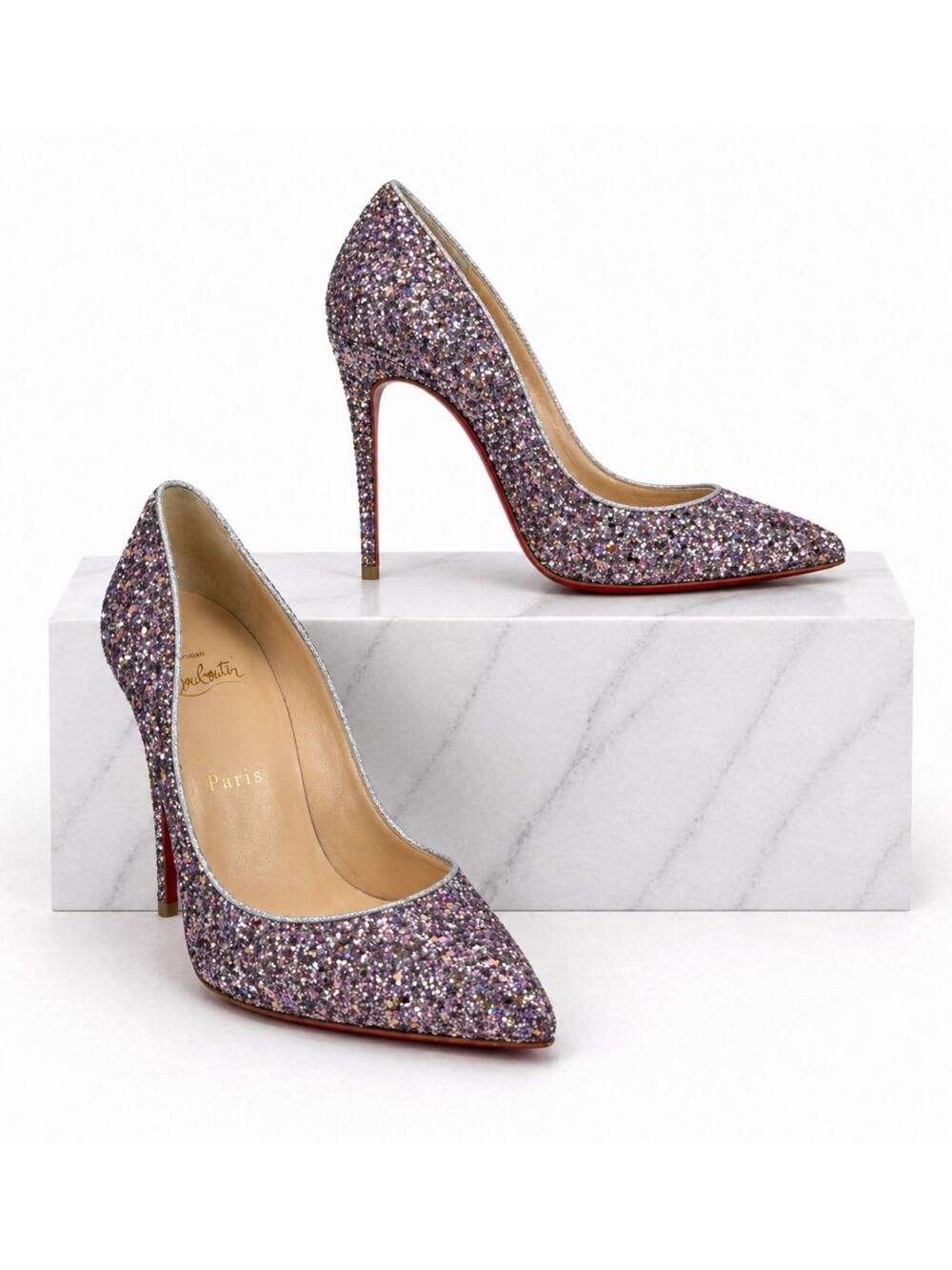 Christian Louboutin Pigalle 120 Glitter Pointed Toe Pump Pink Size 38